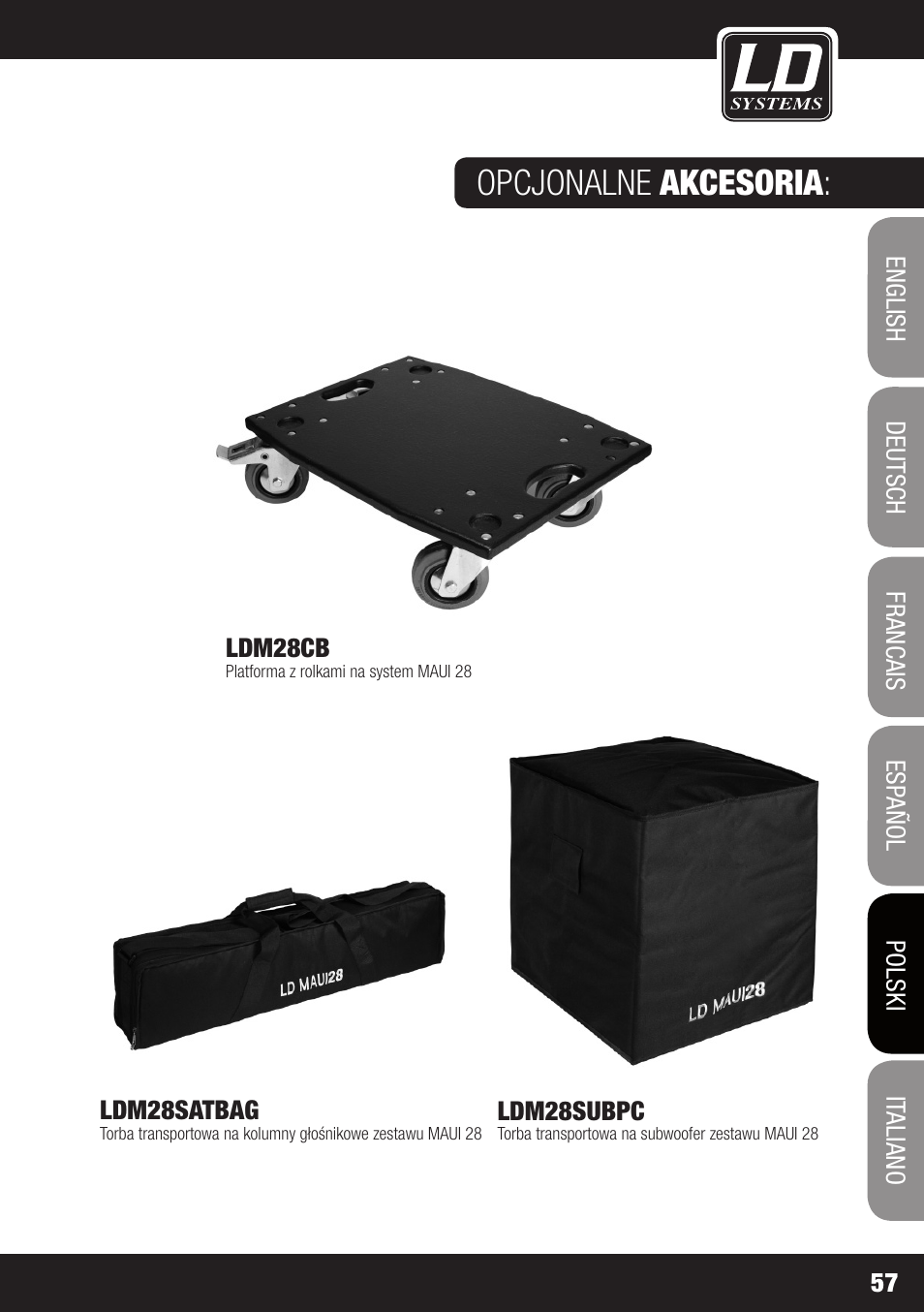 Opcjonalne akcesoria | LD Systems MAUI 28 W User Manual | Page 57 / 74