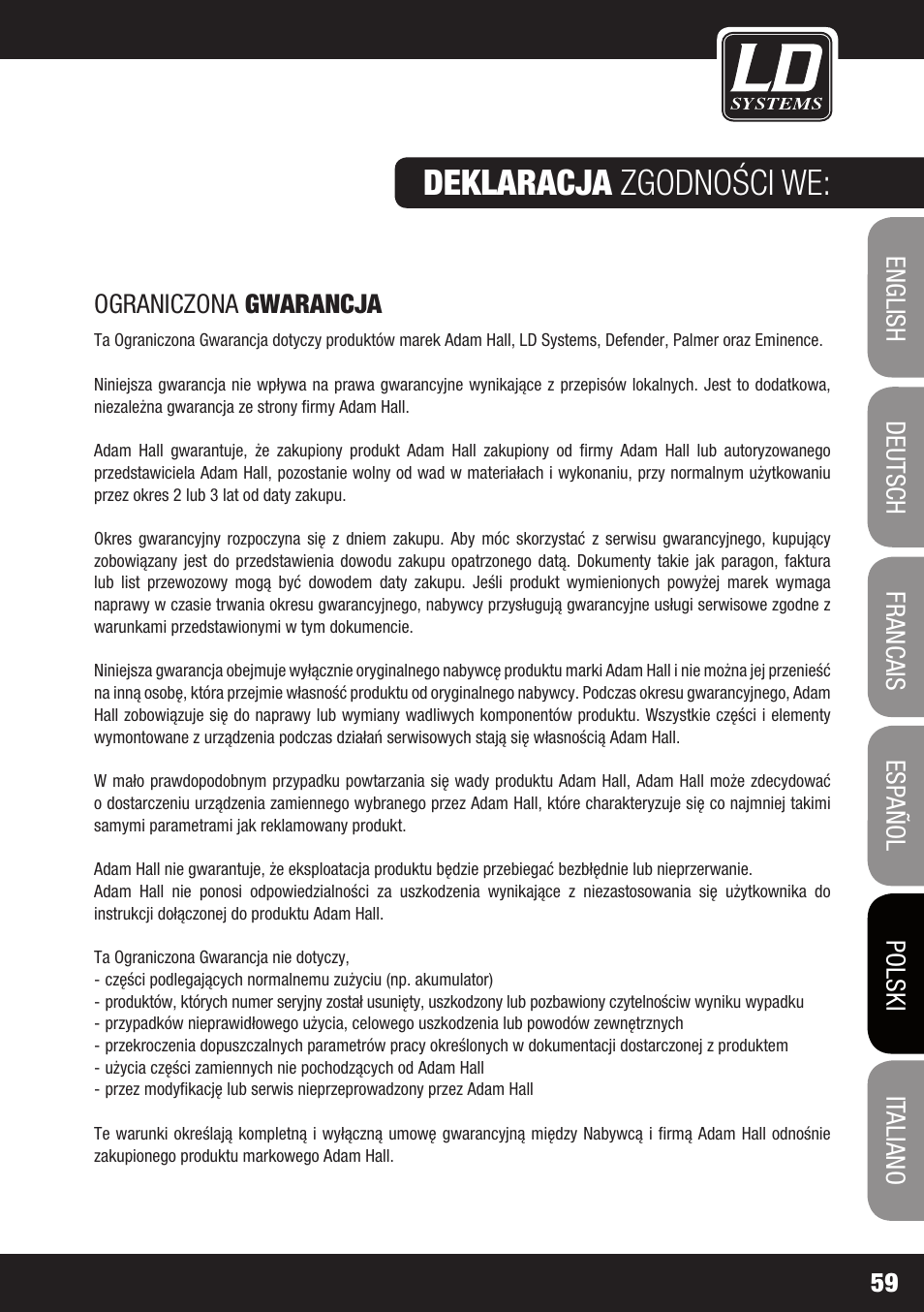 Deklaracja zgodności we | LD Systems MAUI 28 W User Manual | Page 59 / 74
