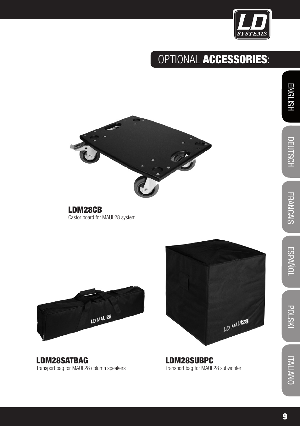 Optional accessories | LD Systems MAUI 28 W User Manual | Page 9 / 74