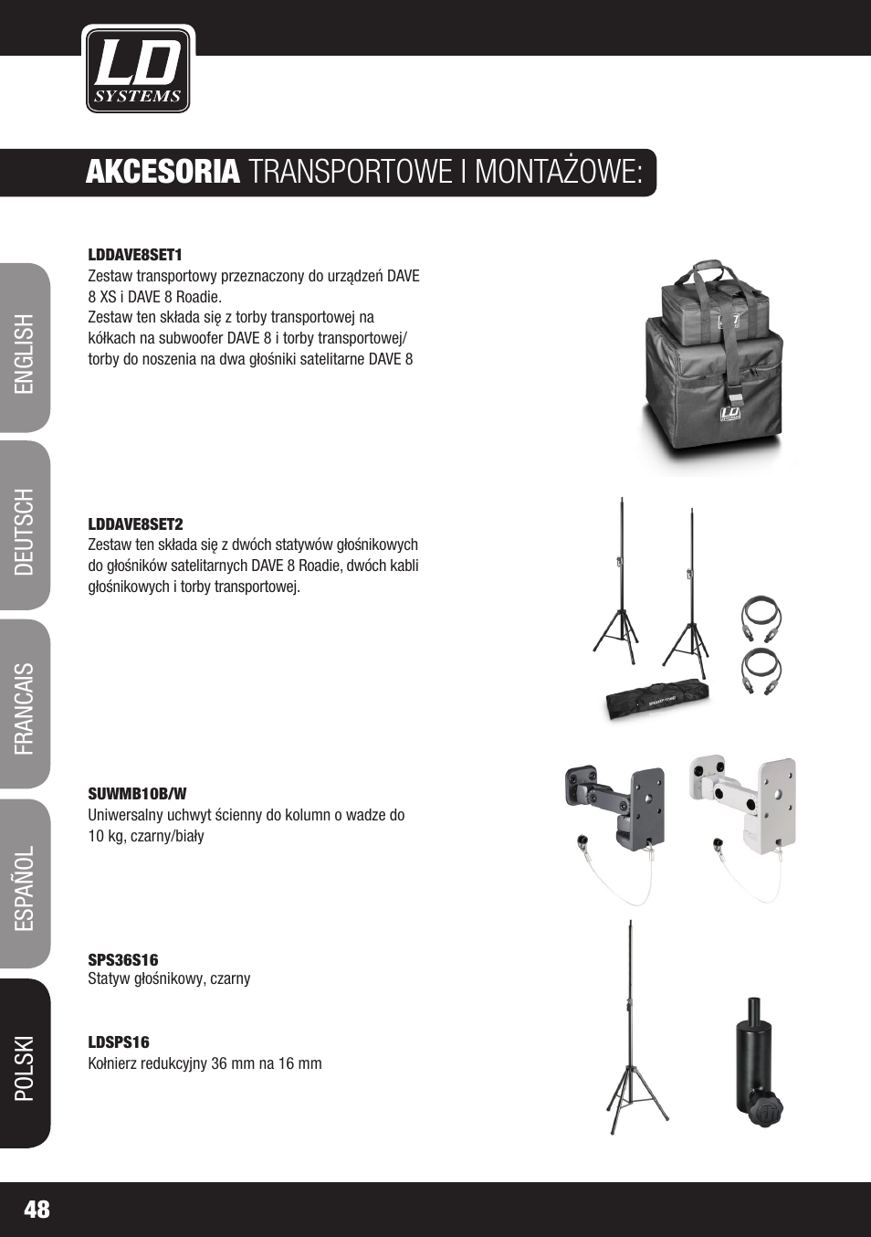 Akcesoria transportowe i montażowe | LD Systems DAVE 8 XS User Manual | Page 48 / 52