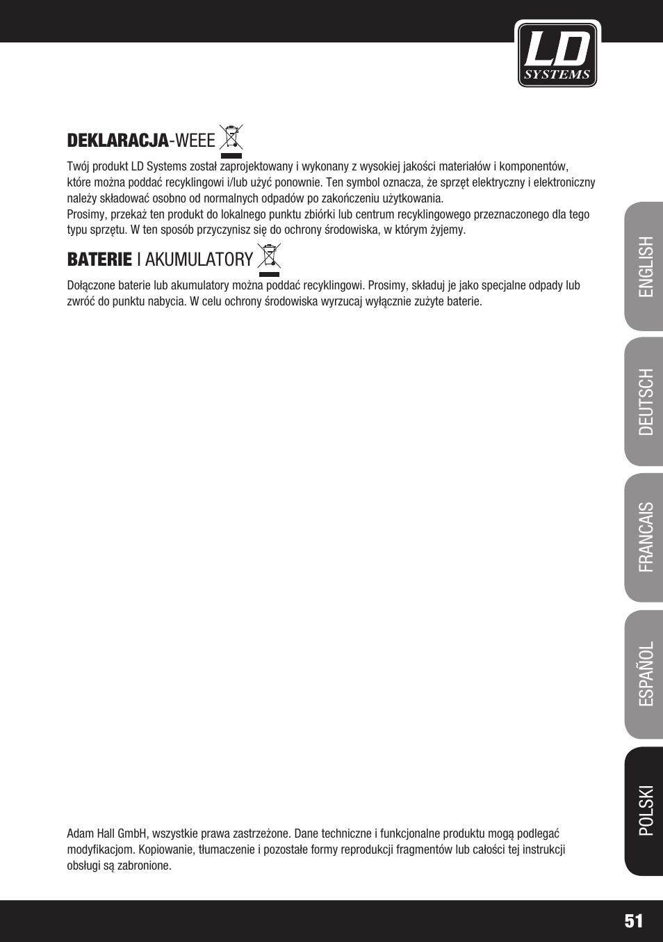 Uwagi | LD Systems DAVE 8 XS User Manual | Page 51 / 52