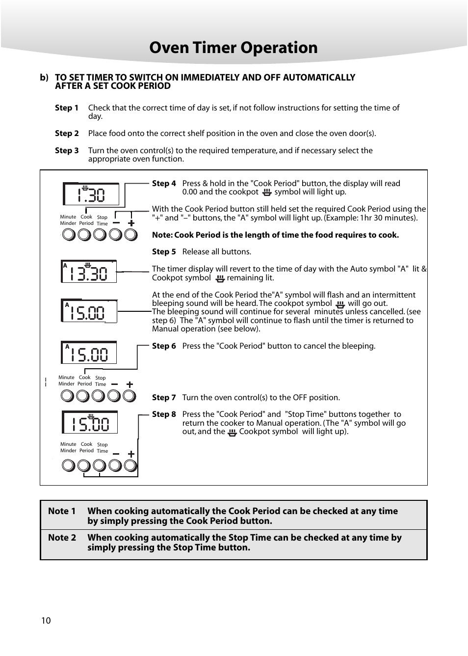 Oven timer operation | Creda M152E User Manual | Page 10 / 20
