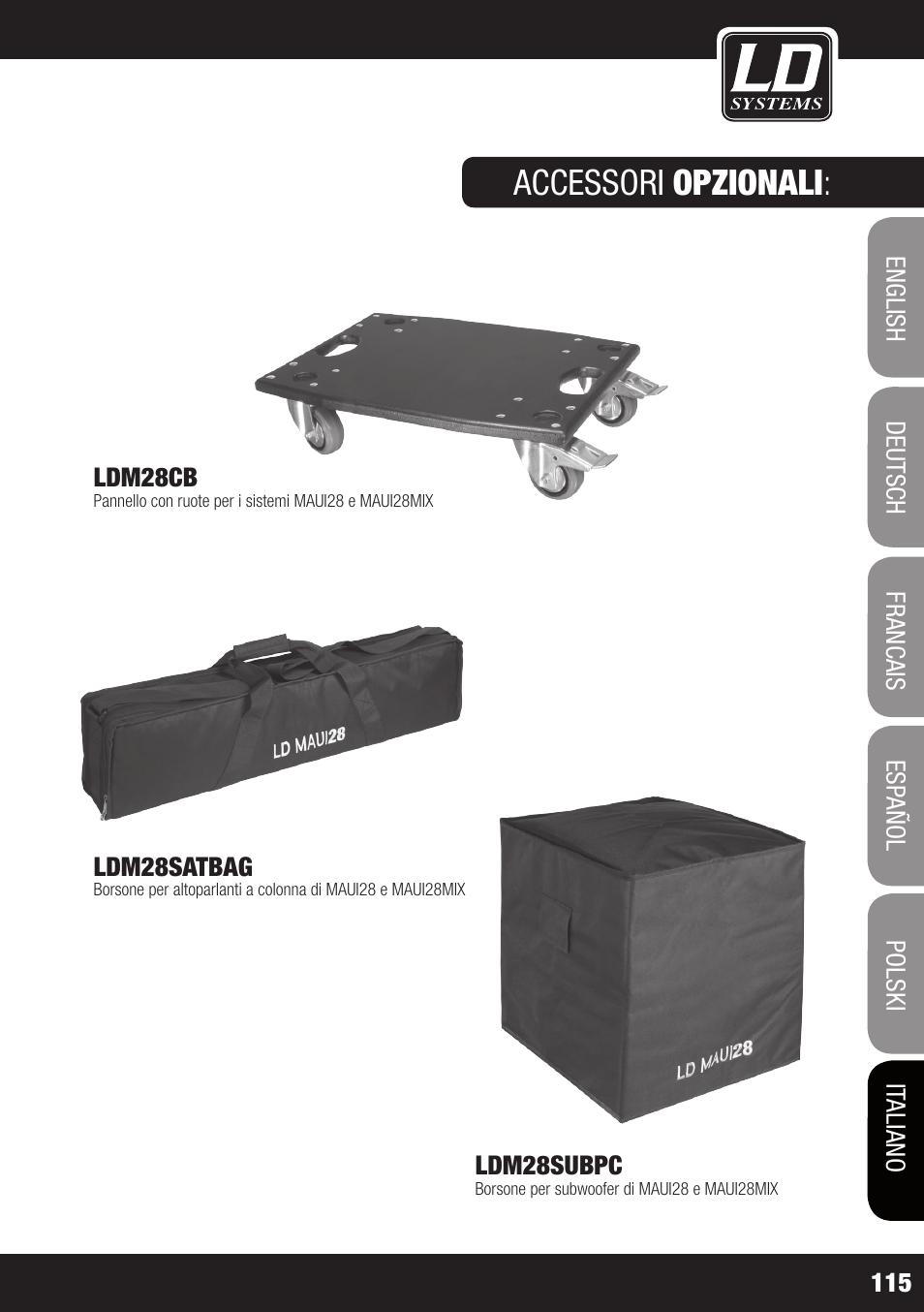 Accessori opzionali | LD Systems MAUI 28 MIX User Manual | Page 115 / 124