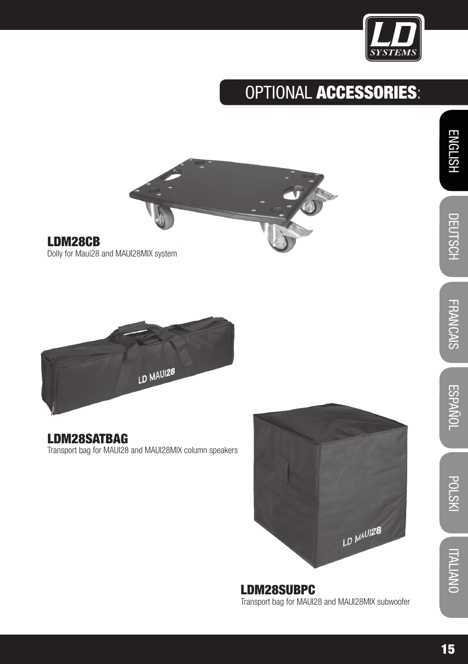 Optional accessories | LD Systems MAUI 28 MIX User Manual | Page 15 / 124