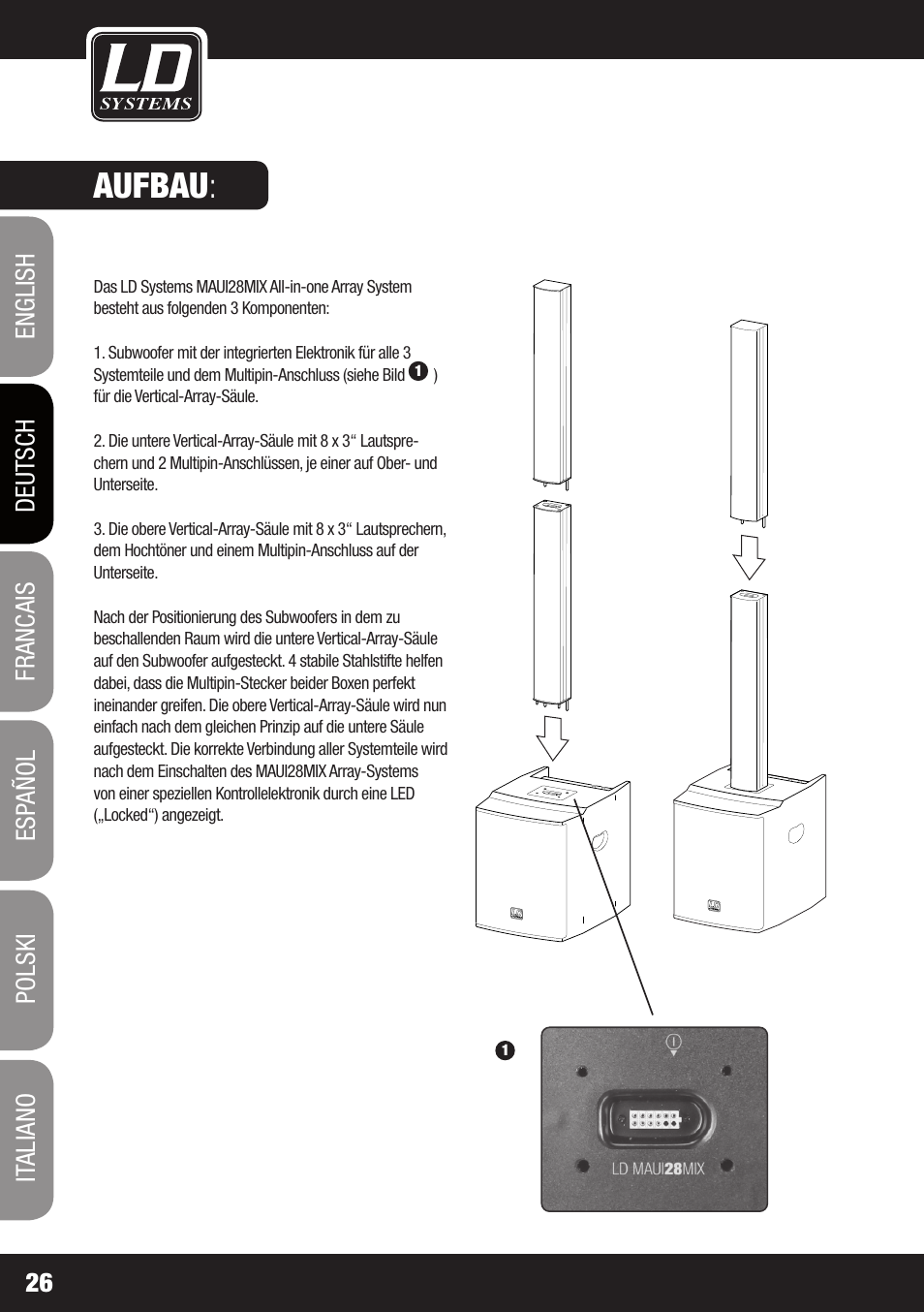 Aufbau | LD Systems MAUI 28 MIX User Manual | Page 26 / 124