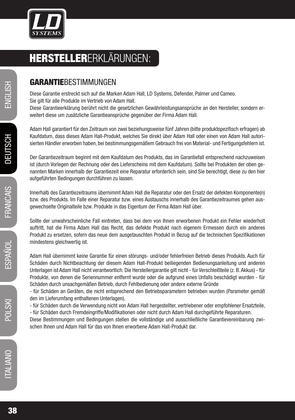Hersteller erklärungen | LD Systems MAUI 28 MIX User Manual | Page 38 / 124