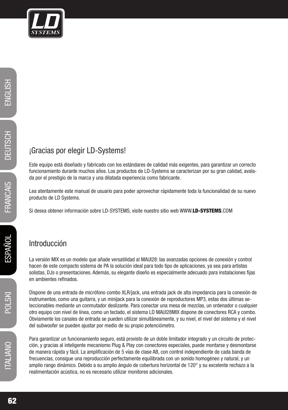 LD Systems MAUI 28 MIX User Manual | Page 62 / 124