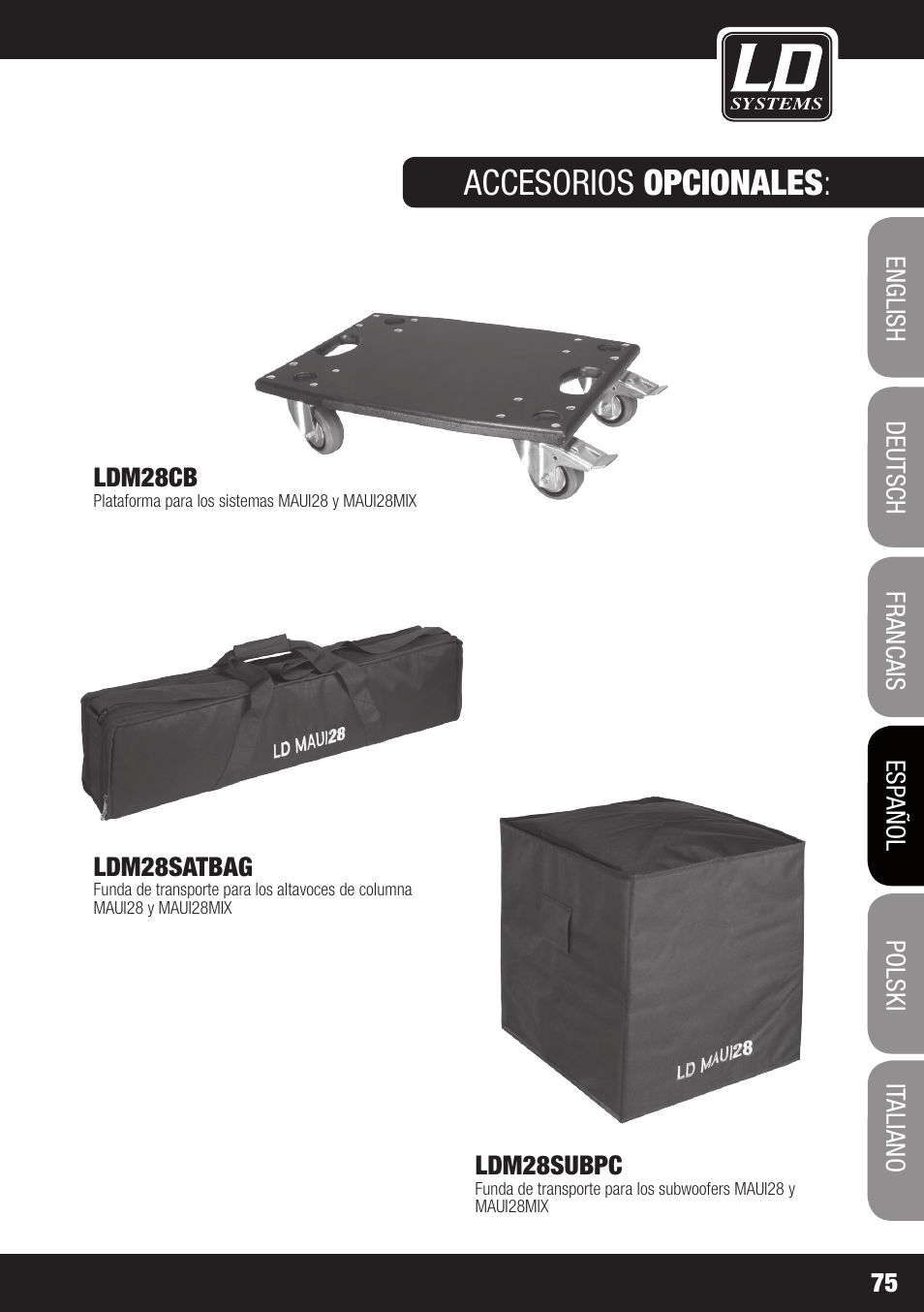 Accesorios opcionales | LD Systems MAUI 28 MIX User Manual | Page 75 / 124