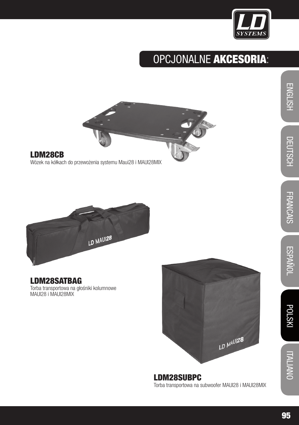 Opcjonalne akcesoria | LD Systems MAUI 28 MIX User Manual | Page 95 / 124