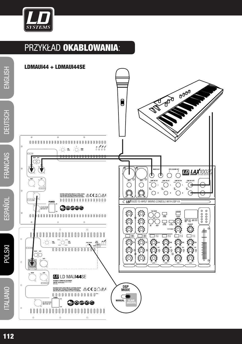 Przykład okablowania, Ldmaui44 + ldmaui44se | LD Systems MAUI 44 User Manual | Page 112 / 148