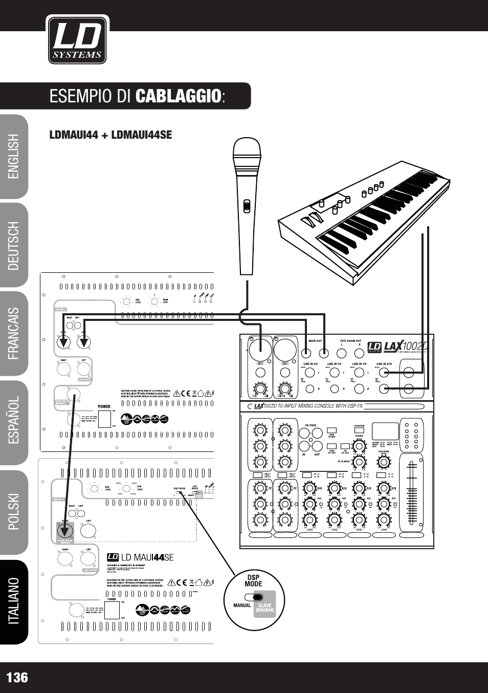 Esempio di cablaggio, Ldmaui44 + ldmaui44se | LD Systems MAUI 44 User Manual | Page 136 / 148