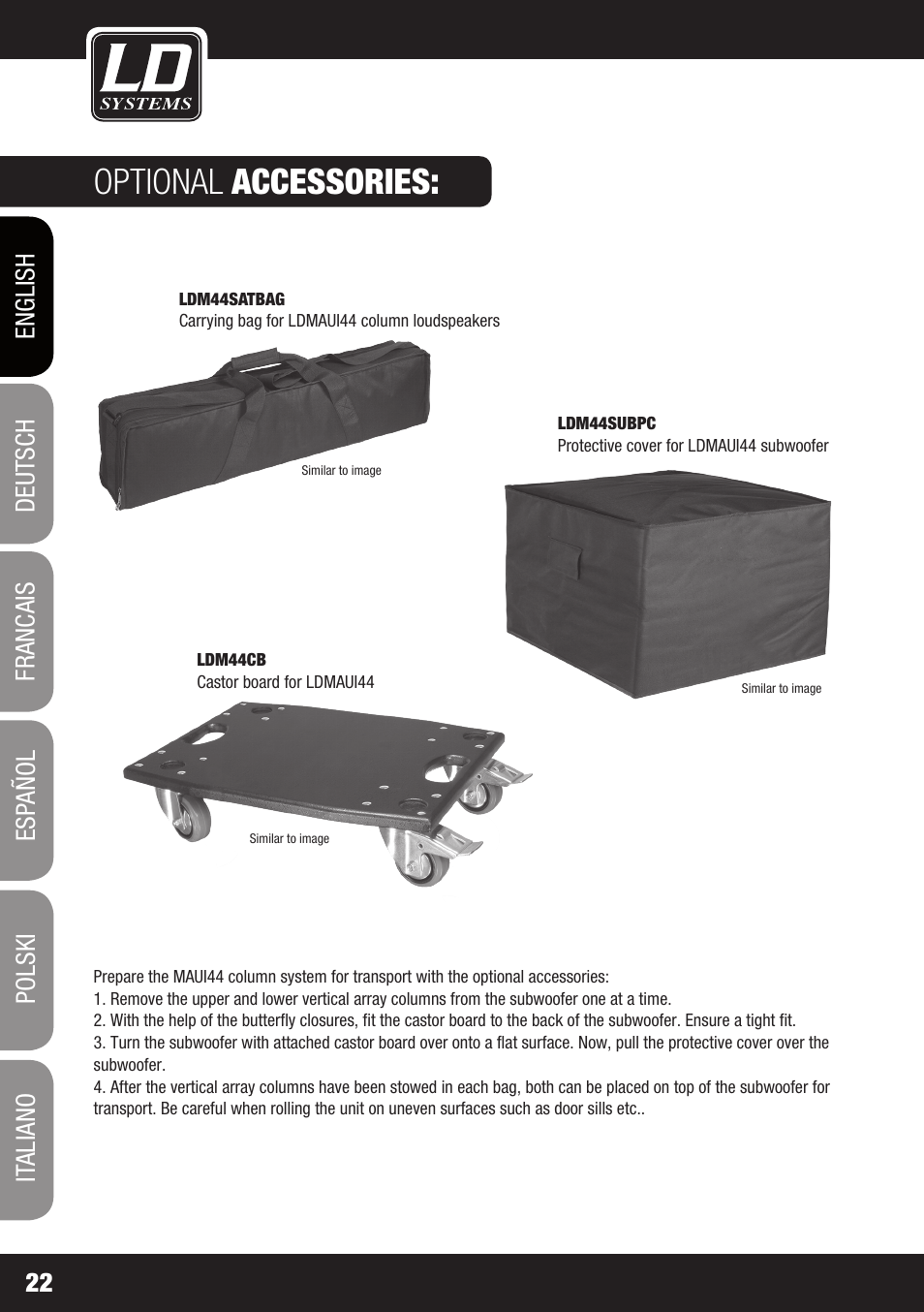 Optional accessories | LD Systems MAUI 44 User Manual | Page 22 / 148