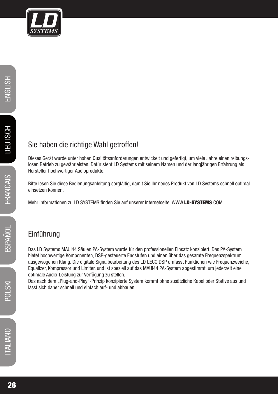 LD Systems MAUI 44 User Manual | Page 26 / 148