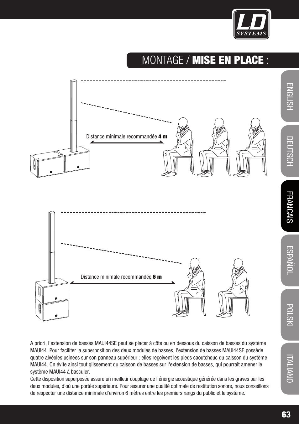 Montage / mise en place | LD Systems MAUI 44 User Manual | Page 63 / 148