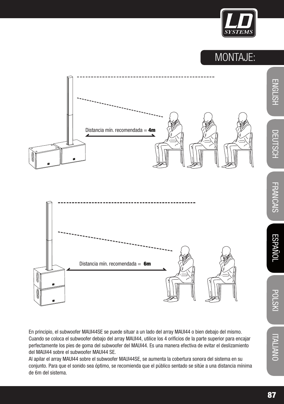 Montaje | LD Systems MAUI 44 User Manual | Page 87 / 148