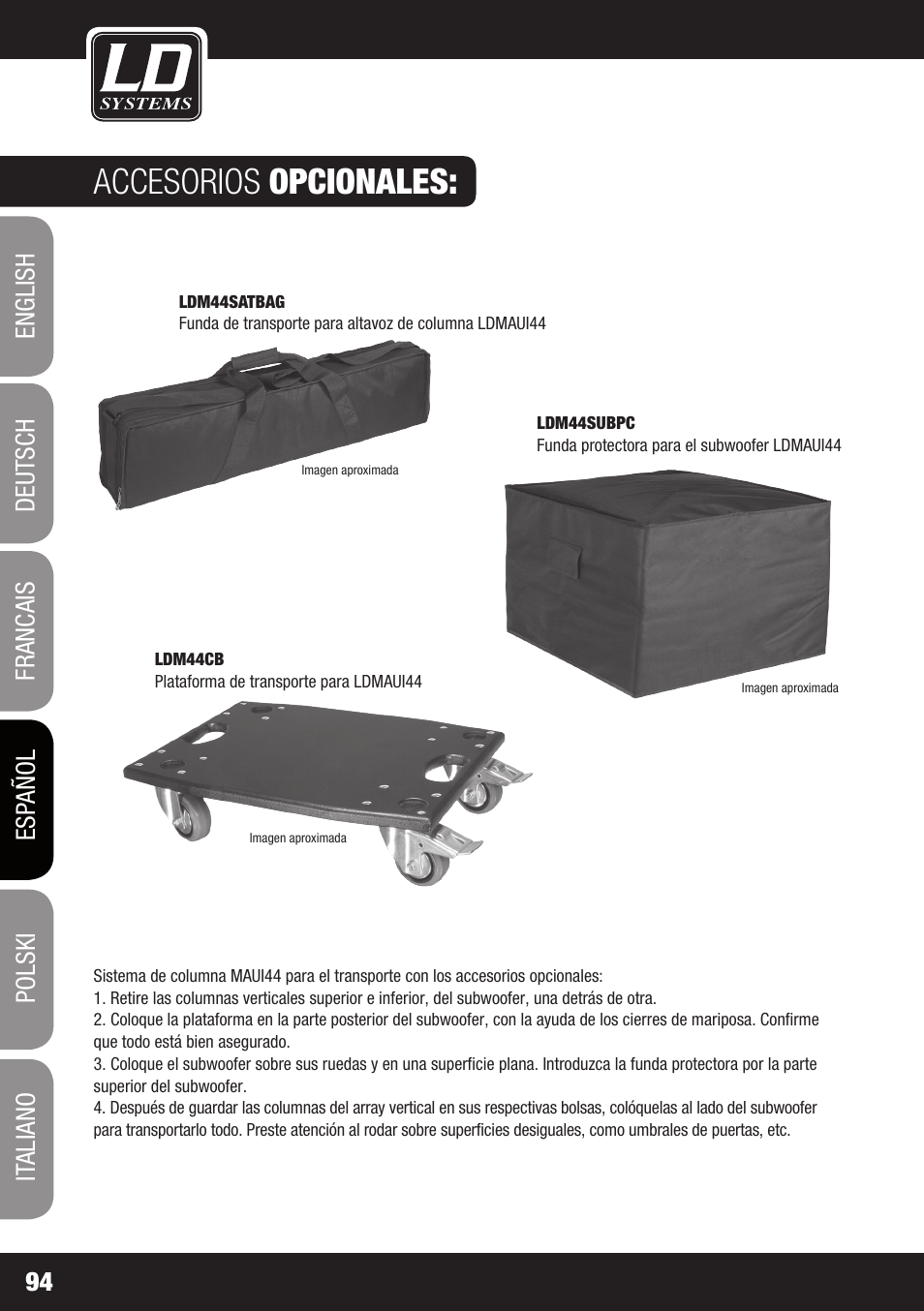 Accesorios opcionales | LD Systems MAUI 44 User Manual | Page 94 / 148