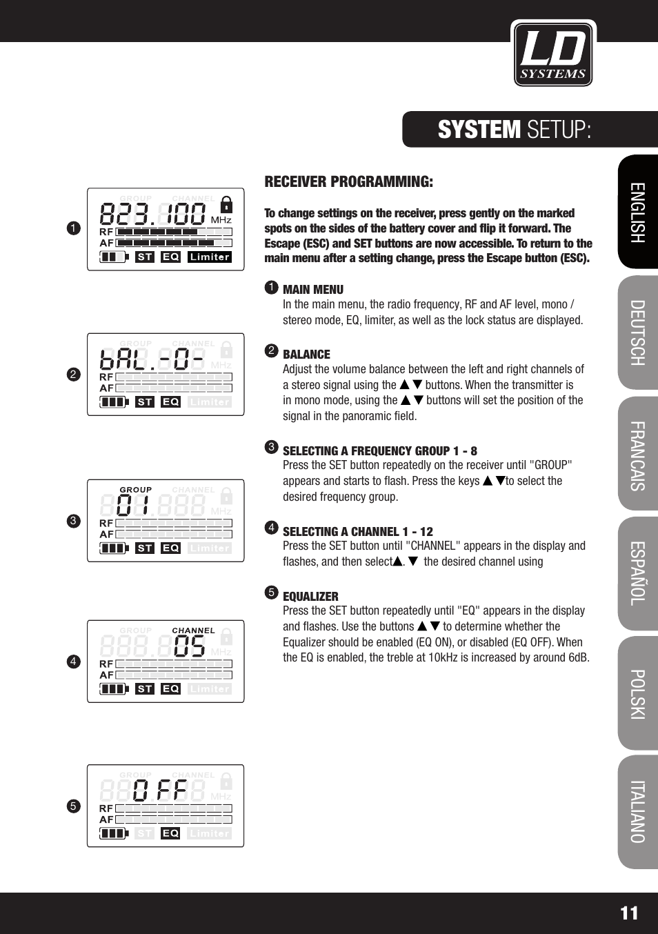 System setup | LD Systems MEI 1000 G2 User Manual | Page 11 / 134