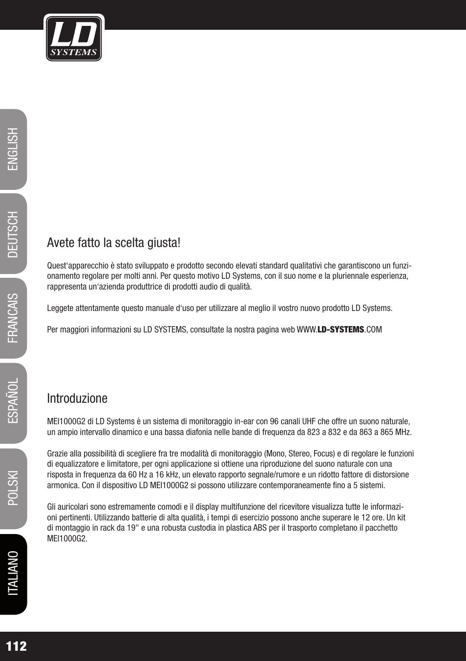 LD Systems MEI 1000 G2 User Manual | Page 112 / 134