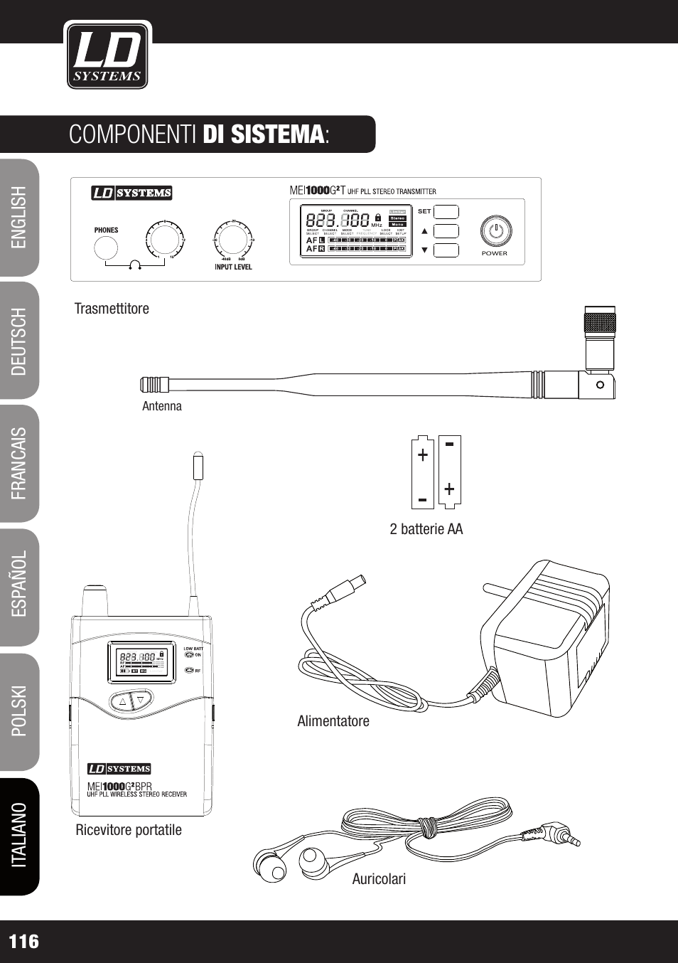 Componenti di sistema | LD Systems MEI 1000 G2 User Manual | Page 116 / 134