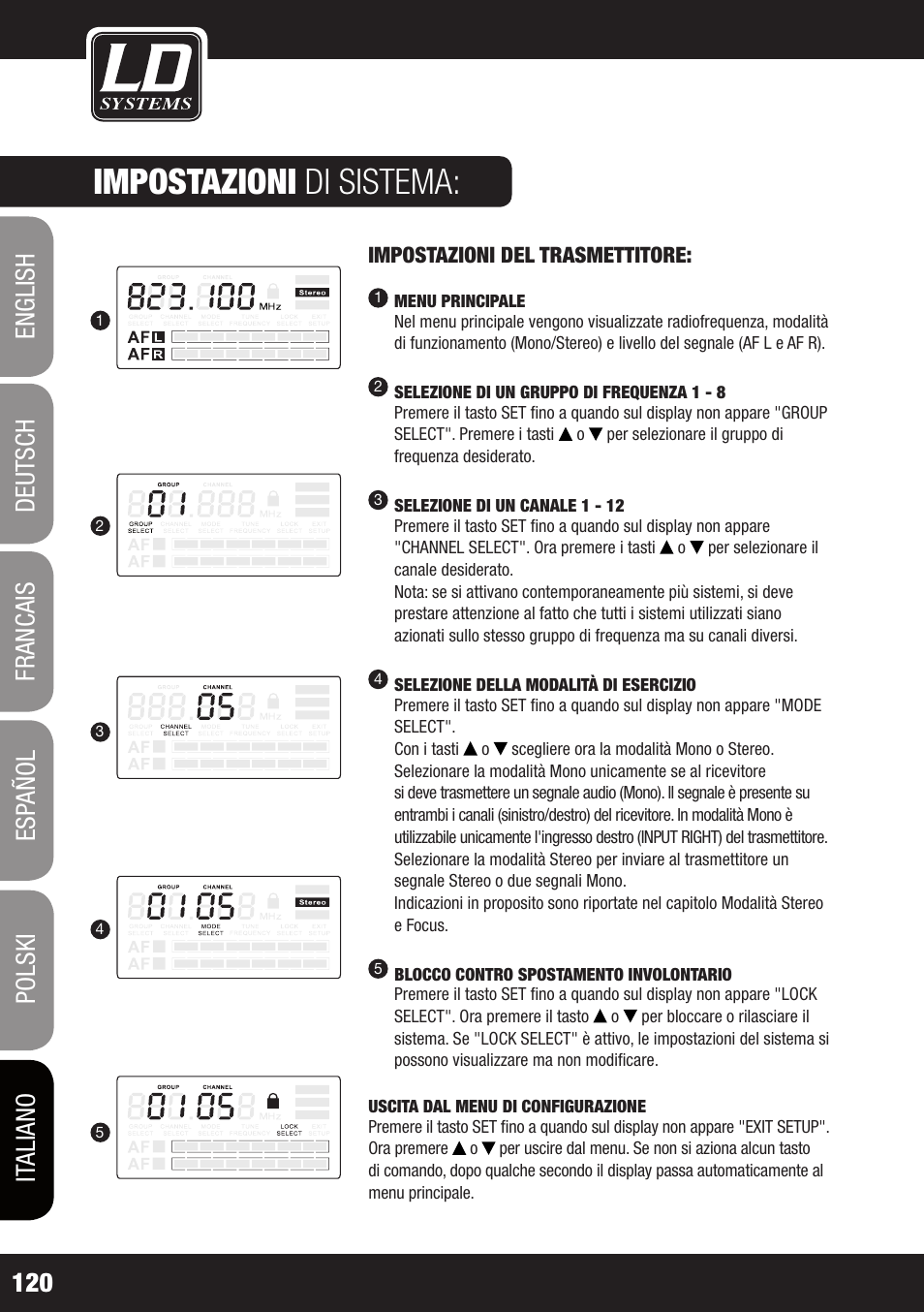 Impostazioni di sistema | LD Systems MEI 1000 G2 User Manual | Page 120 / 134