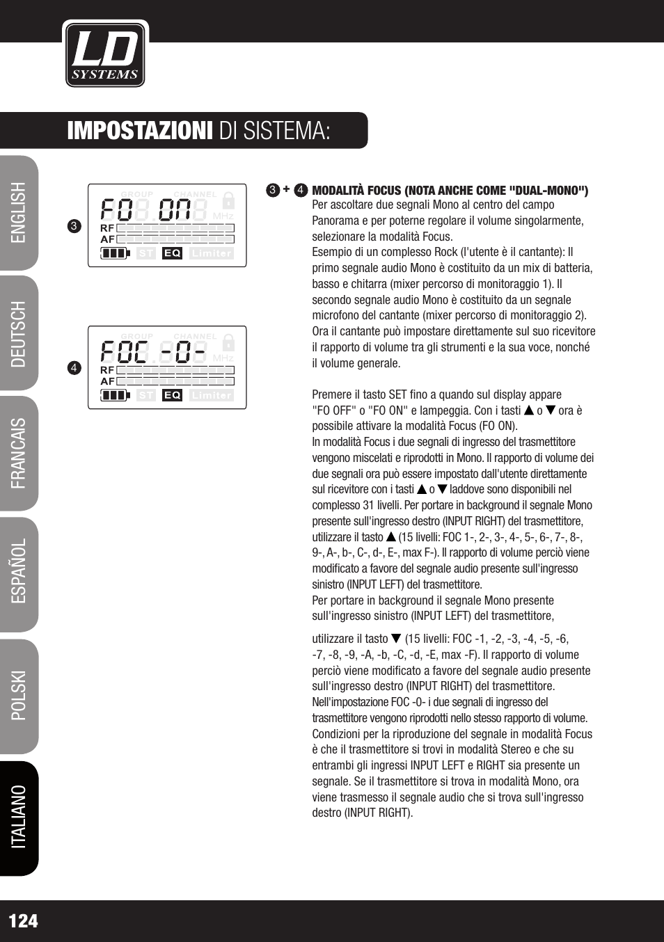 Impostazioni di sistema | LD Systems MEI 1000 G2 User Manual | Page 124 / 134