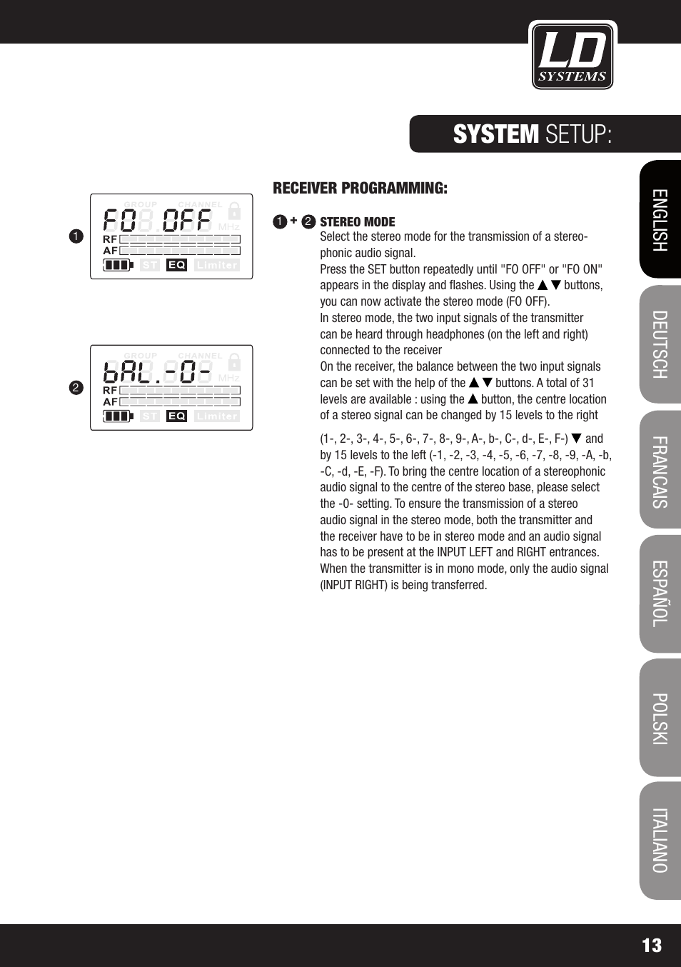 System setup | LD Systems MEI 1000 G2 User Manual | Page 13 / 134