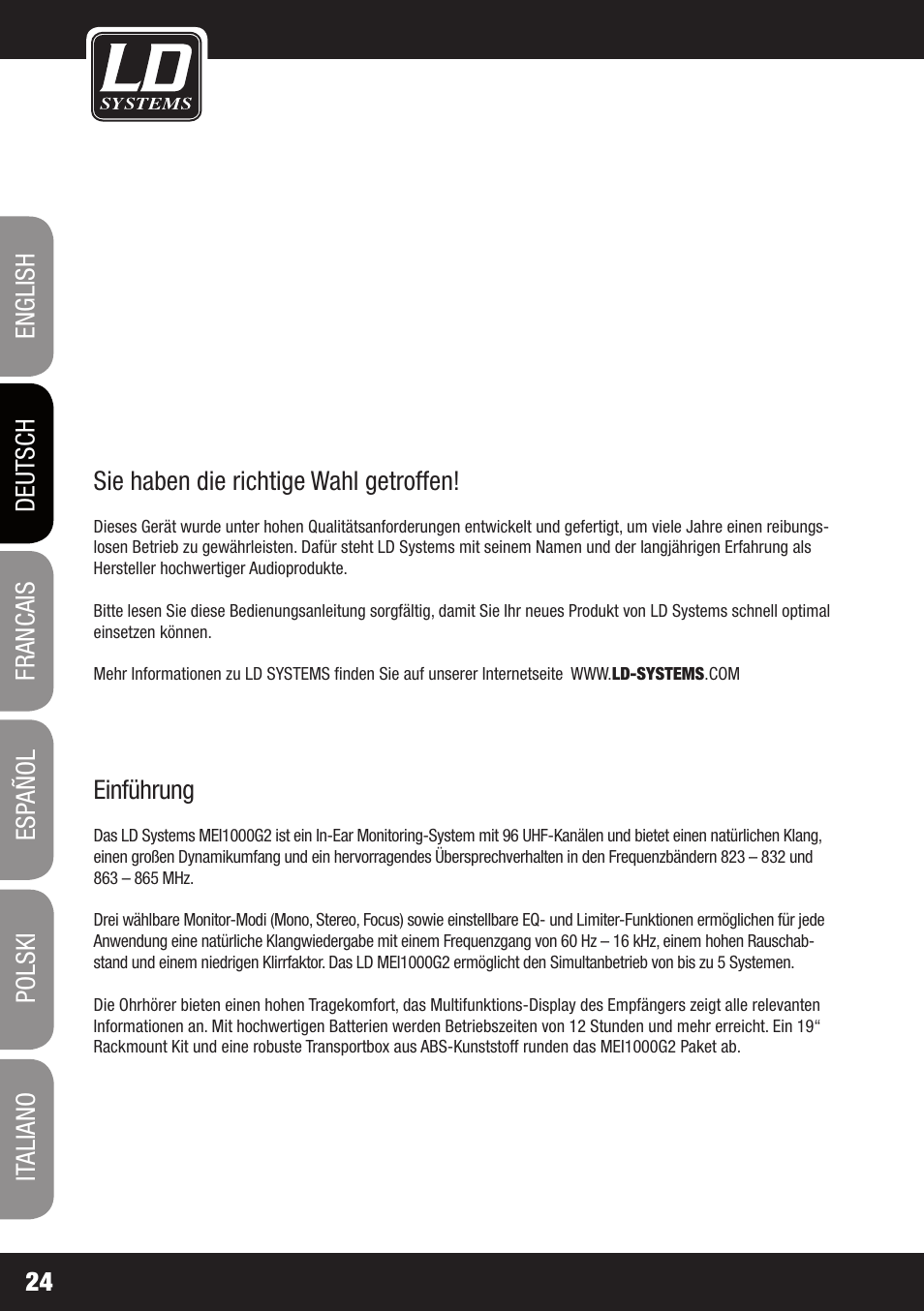 LD Systems MEI 1000 G2 User Manual | Page 24 / 134