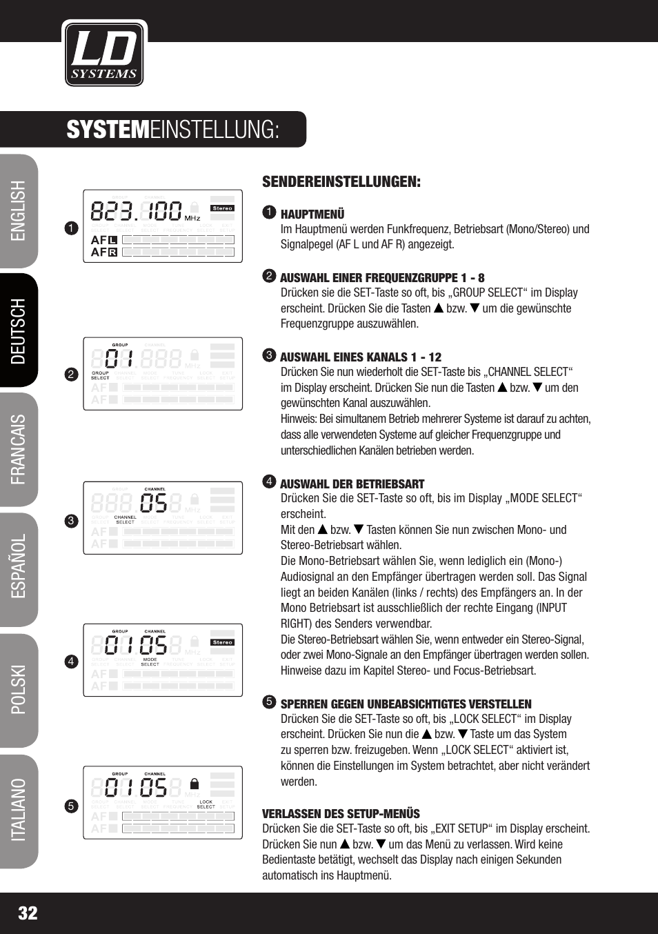 System einstellung | LD Systems MEI 1000 G2 User Manual | Page 32 / 134