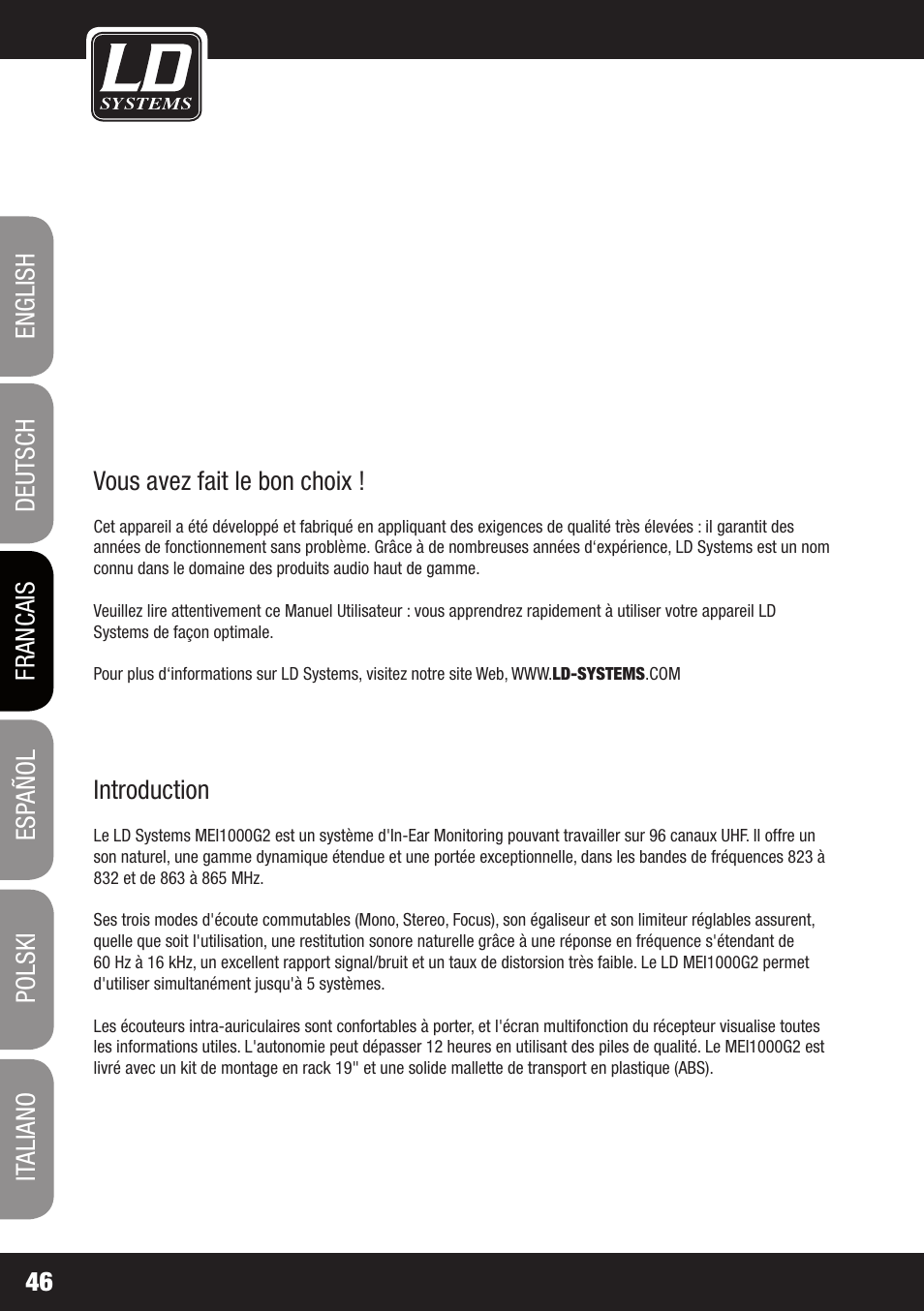 LD Systems MEI 1000 G2 User Manual | Page 46 / 134
