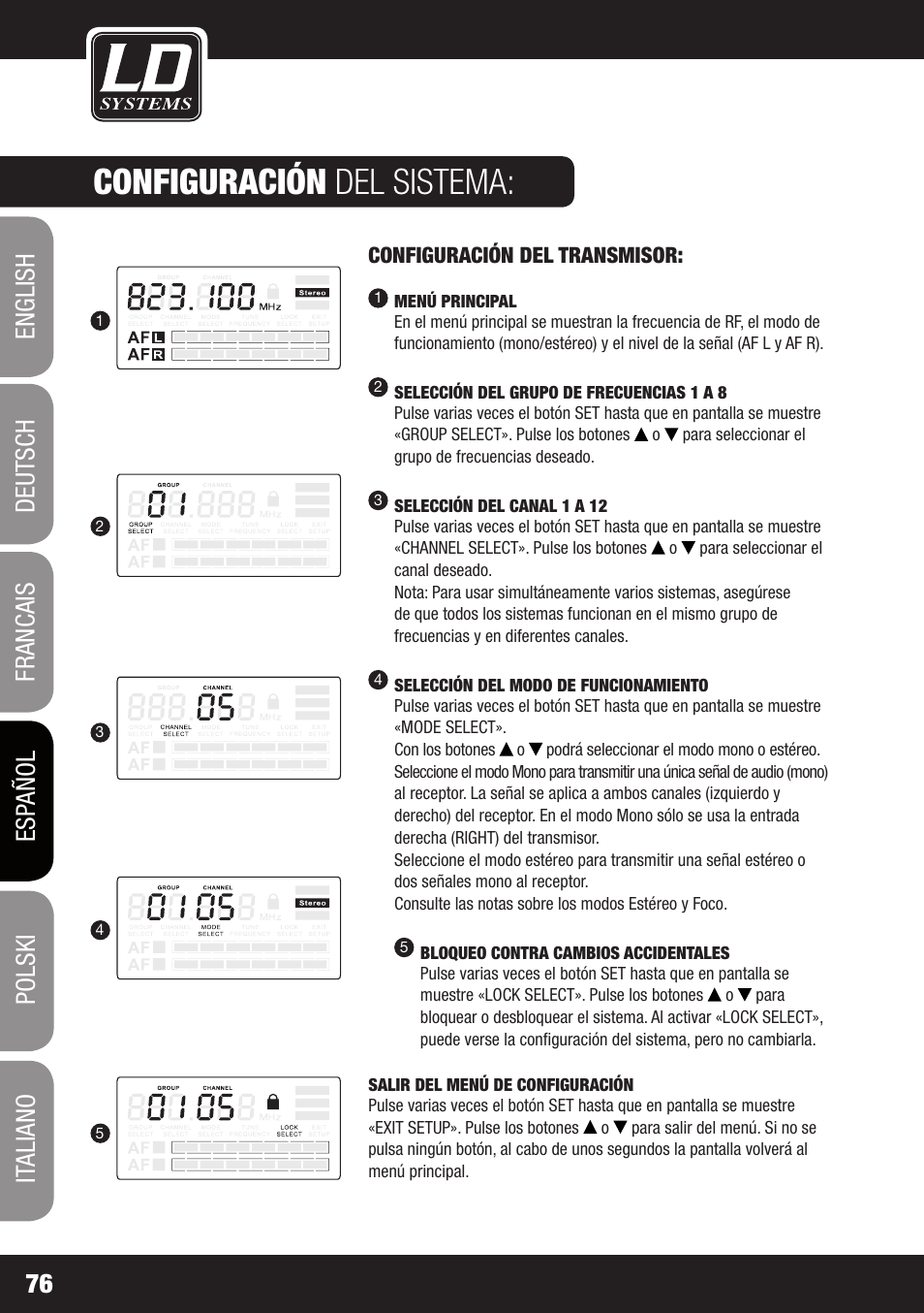 Configuración del sistema | LD Systems MEI 1000 G2 User Manual | Page 76 / 134