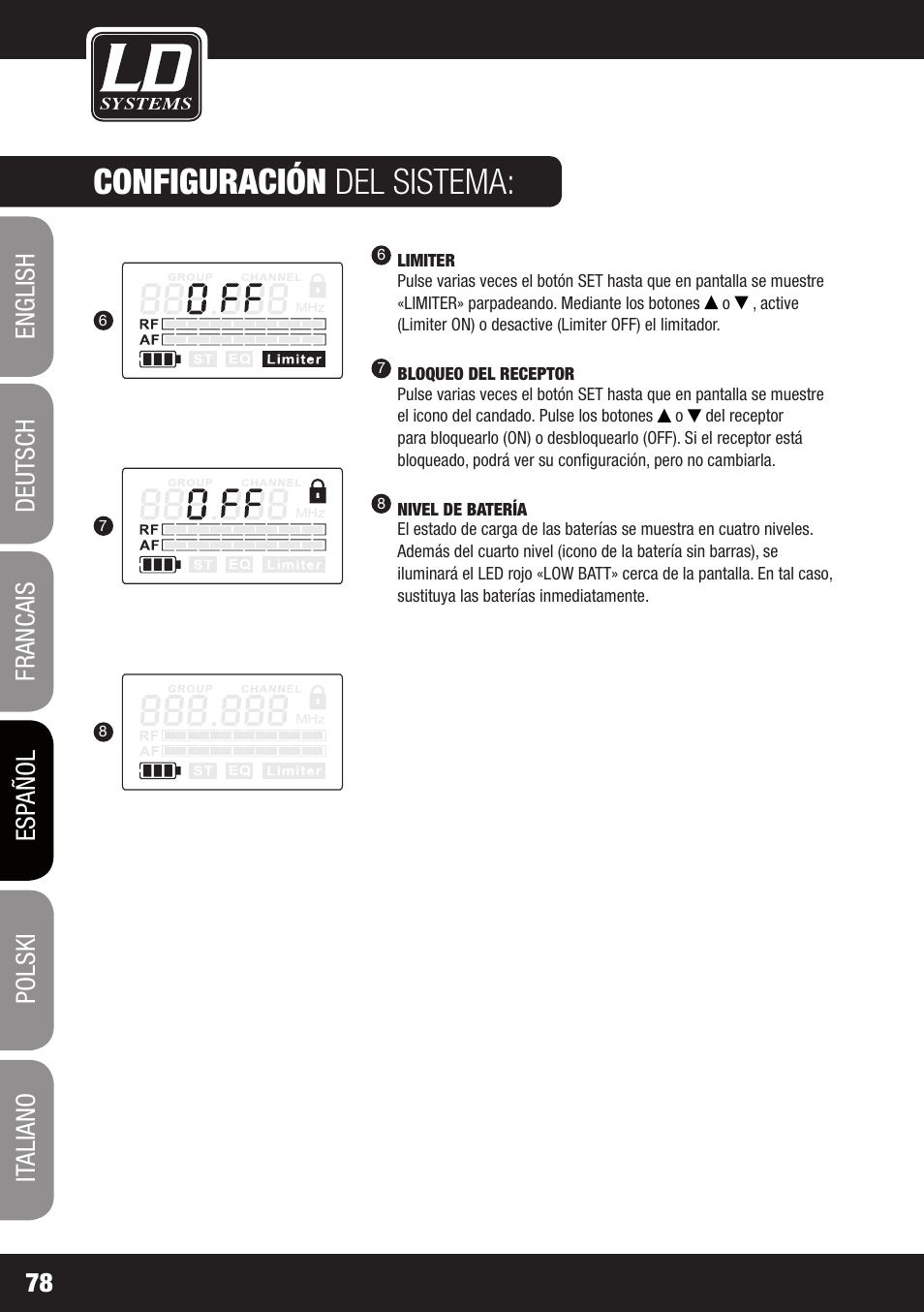 Configuración del sistema | LD Systems MEI 1000 G2 User Manual | Page 78 / 134