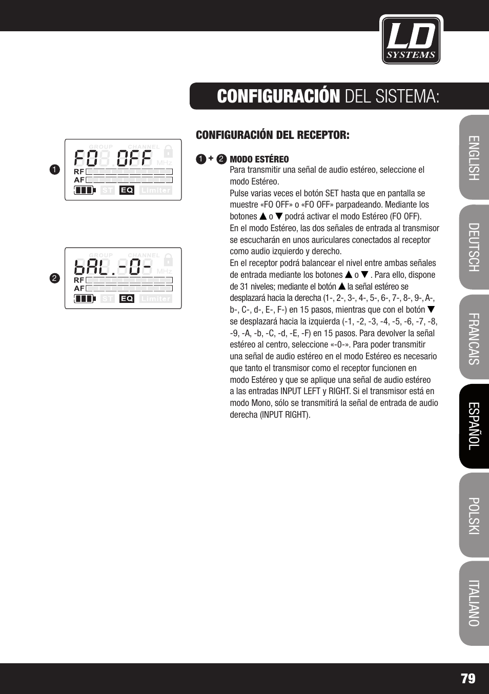 Configuración del sistema | LD Systems MEI 1000 G2 User Manual | Page 79 / 134