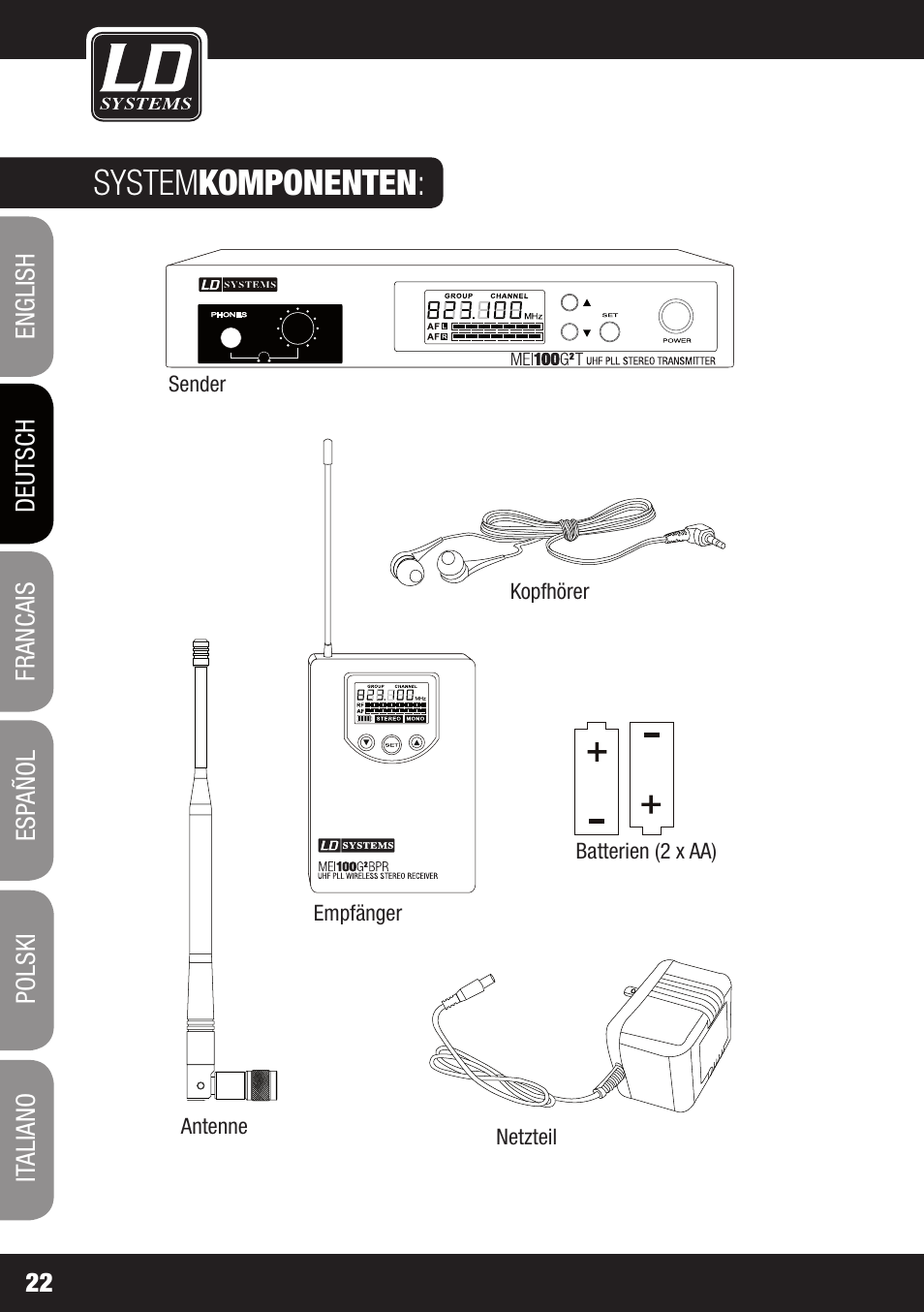 System komponenten | LD Systems MEI 100 G2 User Manual | Page 22 / 100