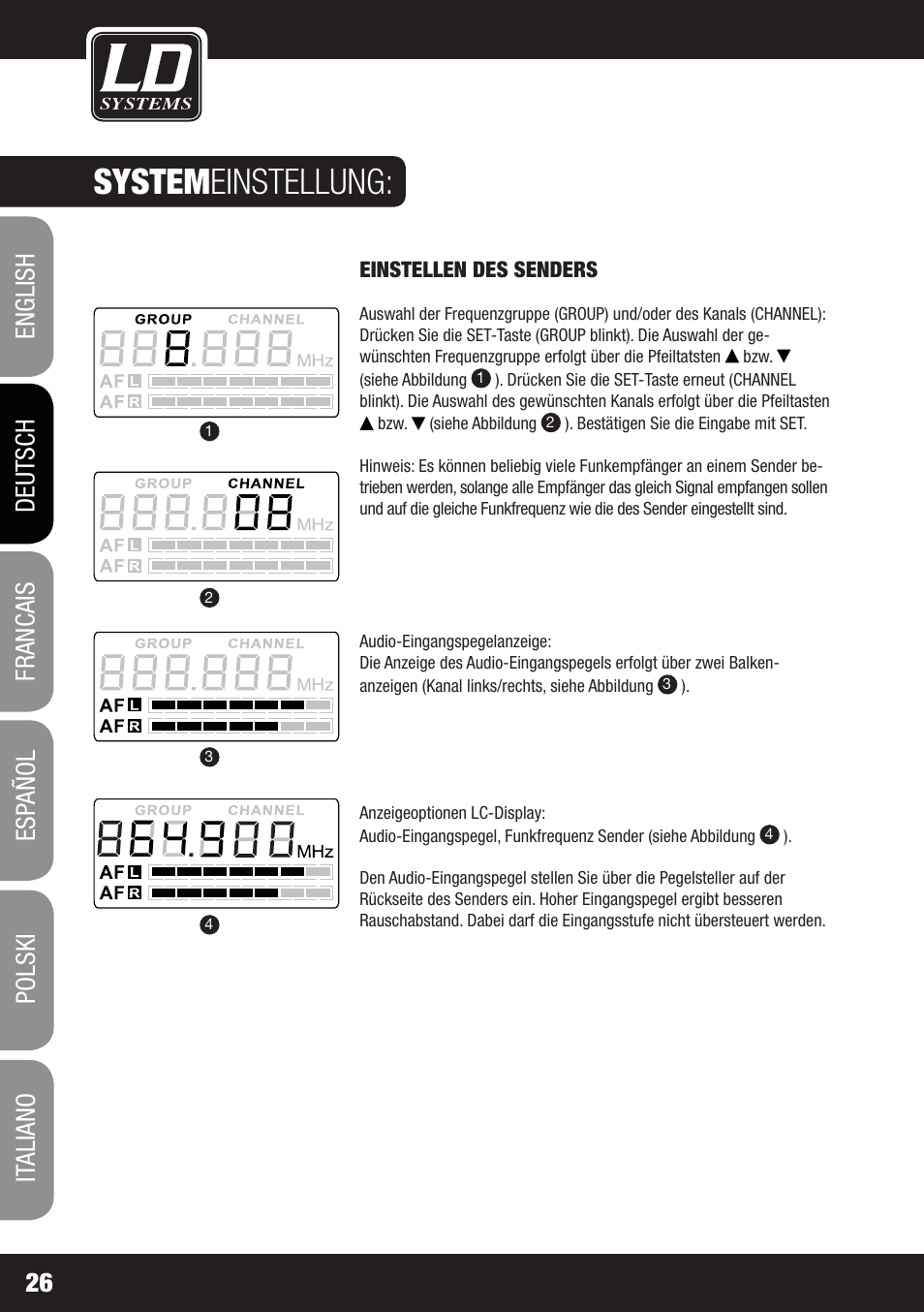 System einstellung | LD Systems MEI 100 G2 User Manual | Page 26 / 100