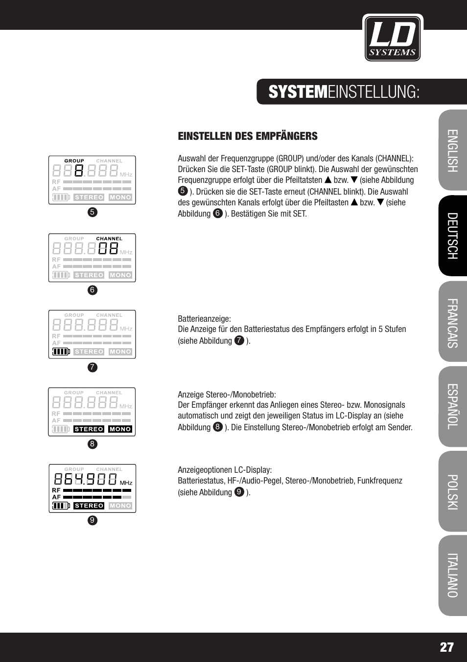 System einstellung | LD Systems MEI 100 G2 User Manual | Page 27 / 100