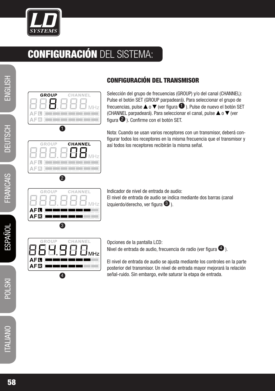 Configuración del sistema | LD Systems MEI 100 G2 User Manual | Page 58 / 100