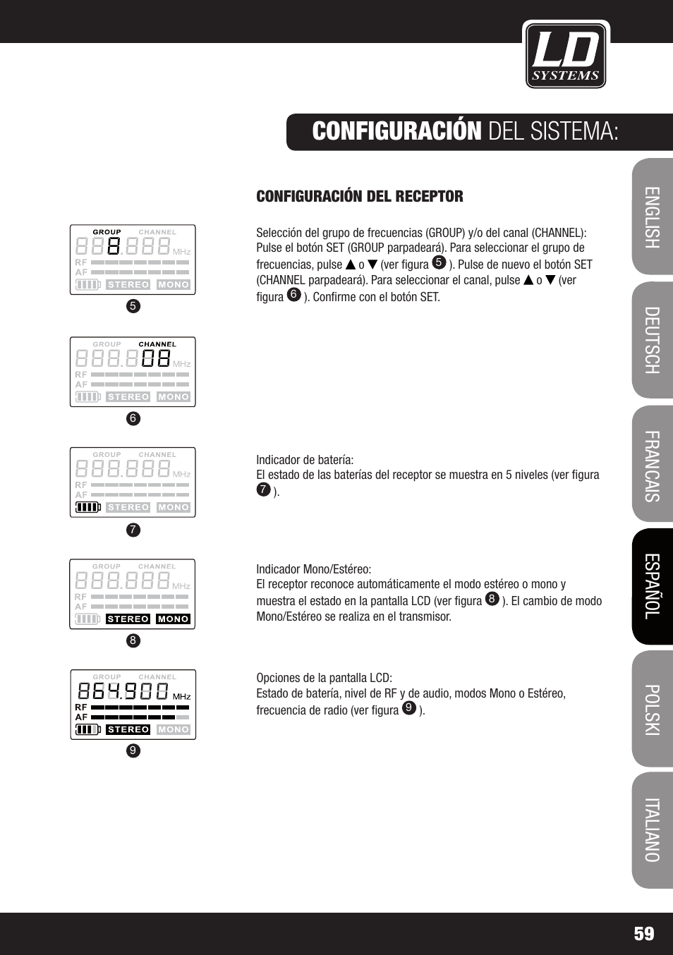 Configuración del sistema | LD Systems MEI 100 G2 User Manual | Page 59 / 100