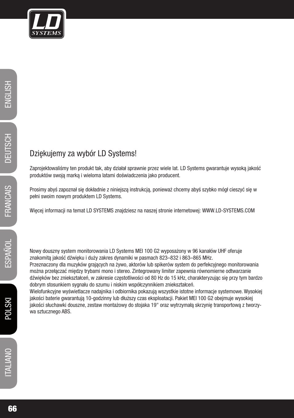 LD Systems MEI 100 G2 User Manual | Page 66 / 100