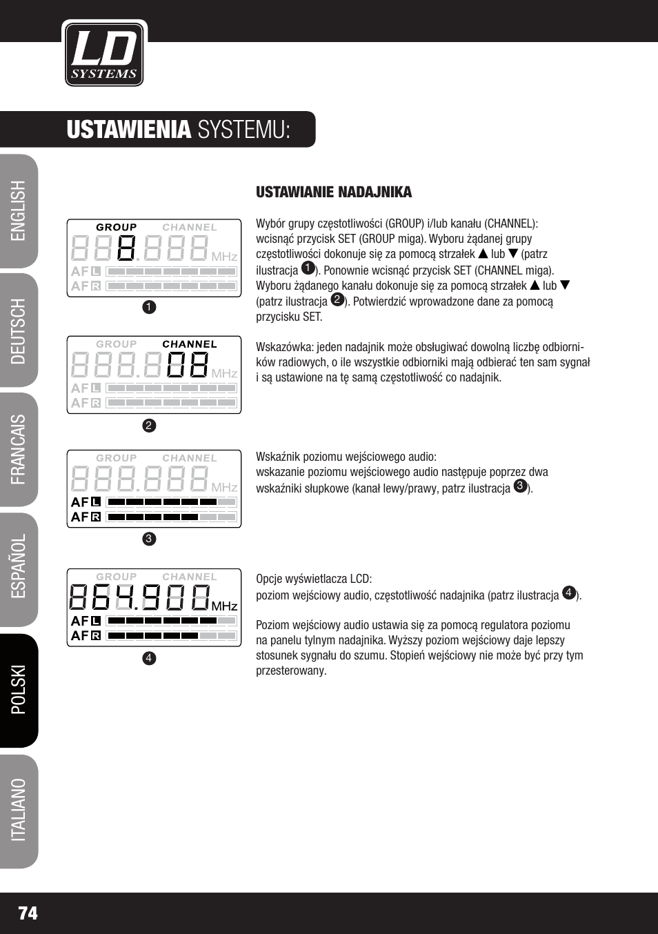 Ustawienia systemu | LD Systems MEI 100 G2 User Manual | Page 74 / 100