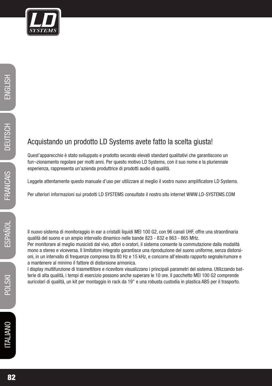 LD Systems MEI 100 G2 User Manual | Page 82 / 100
