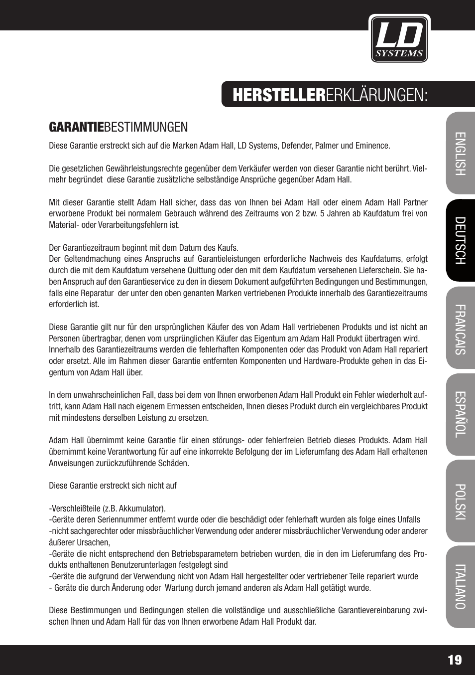 Hersteller erklärungen | LD Systems MEI ONE 1 User Manual | Page 19 / 62