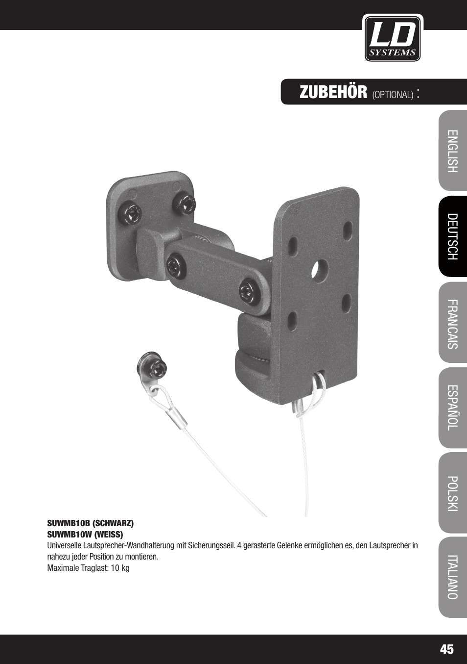 Kombinations beispiele: zubehör | LD Systems LDSAT42G2(W) User Manual | Page 45 / 172