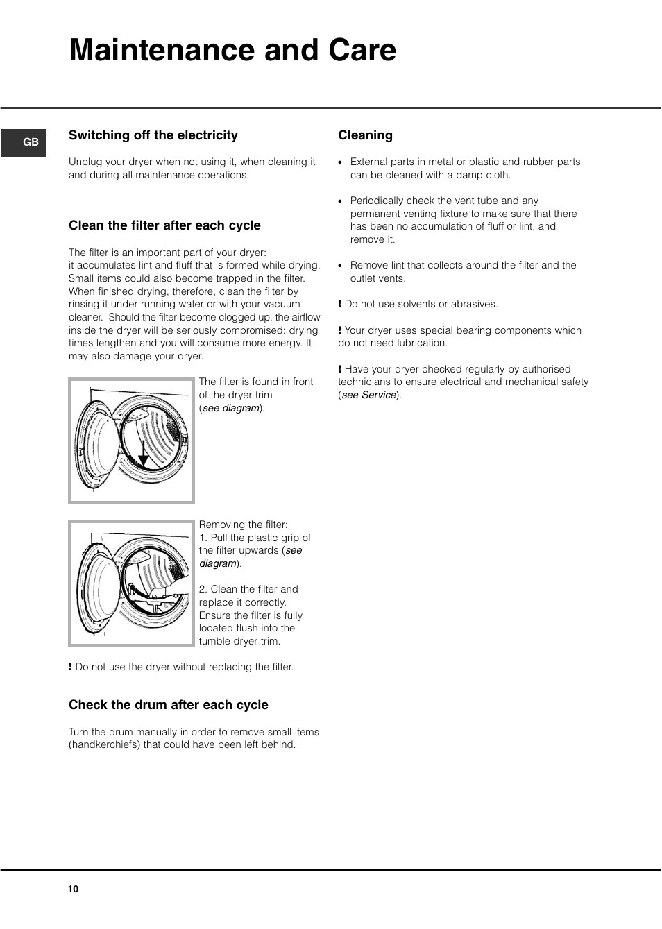 Maintenance and care | Creda TVS3 User Manual | Page 12 / 16