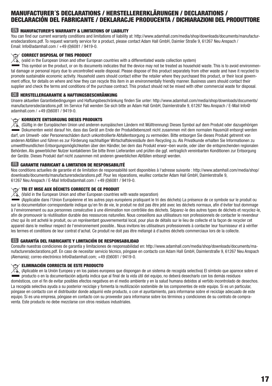 LD Systems CONTRACTOR COGS 52 User Manual | Page 17 / 20