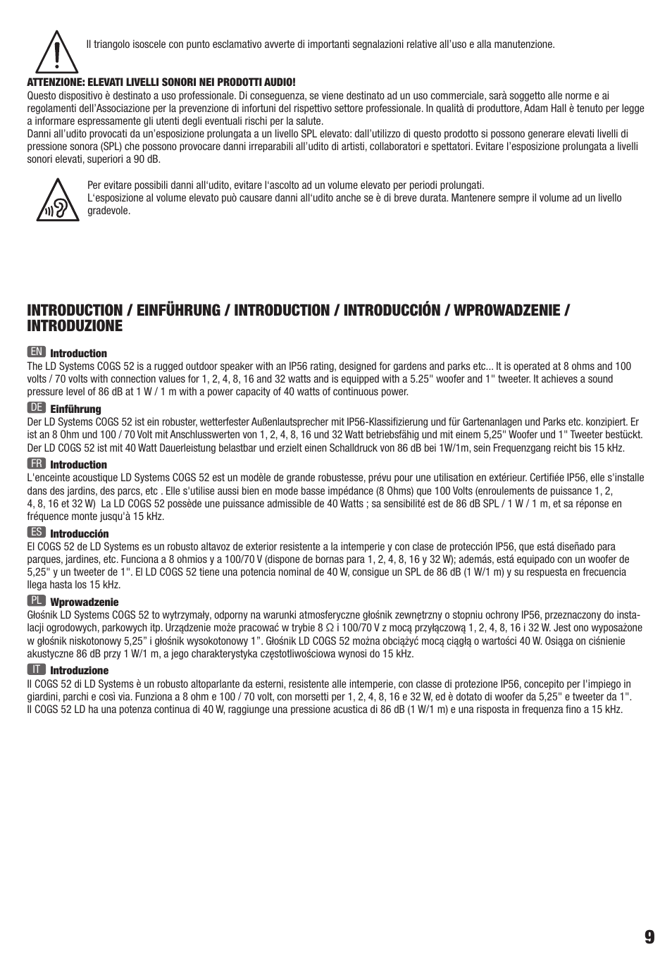 LD Systems CONTRACTOR COGS 52 User Manual | Page 9 / 20