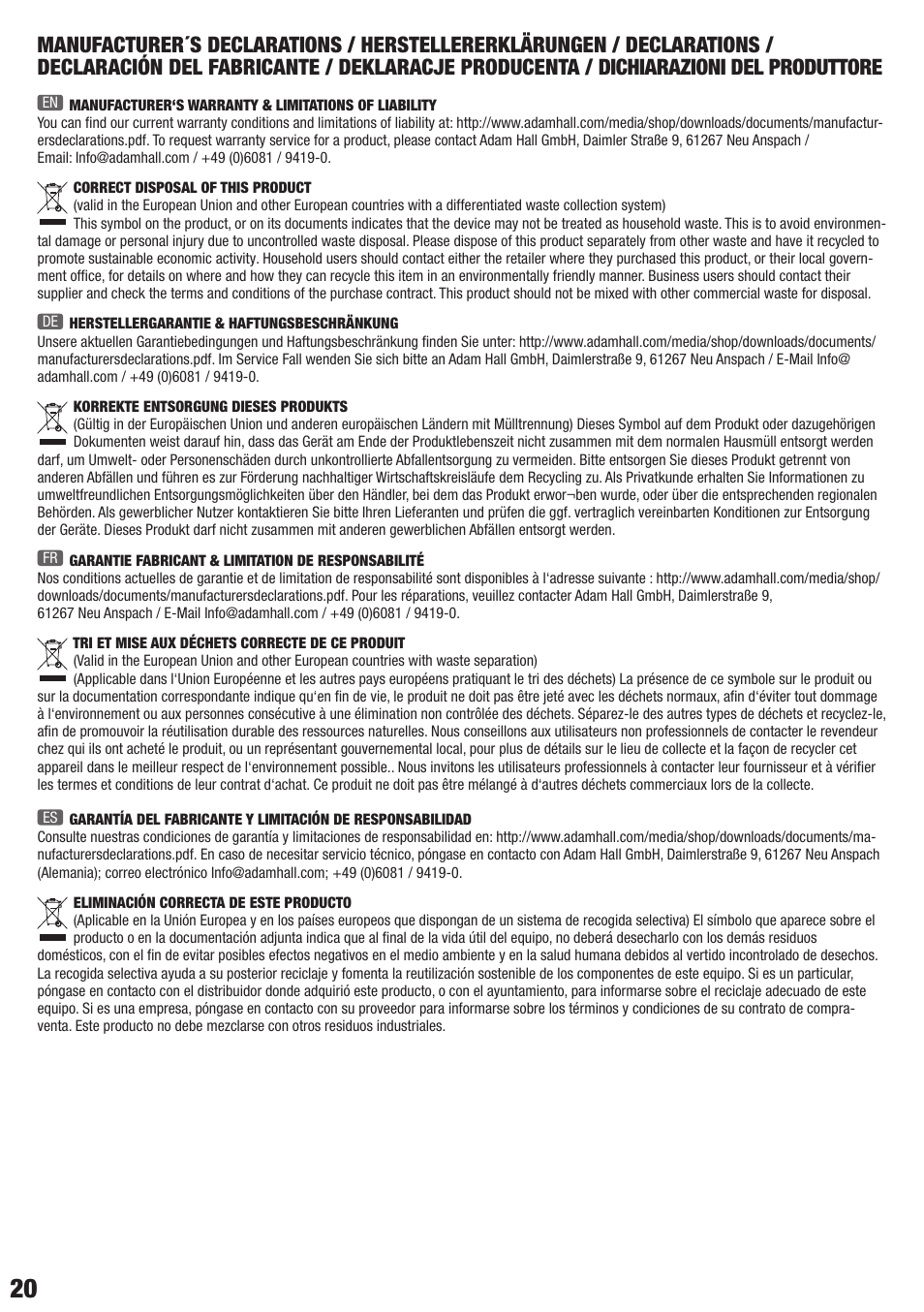 LD Systems CONTRACTOR CWMS 42 B 100 User Manual | Page 20 / 24