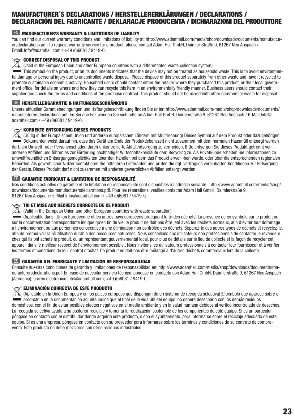 LD Systems CONTRACTOR CICS 62 100V User Manual | Page 23 / 28