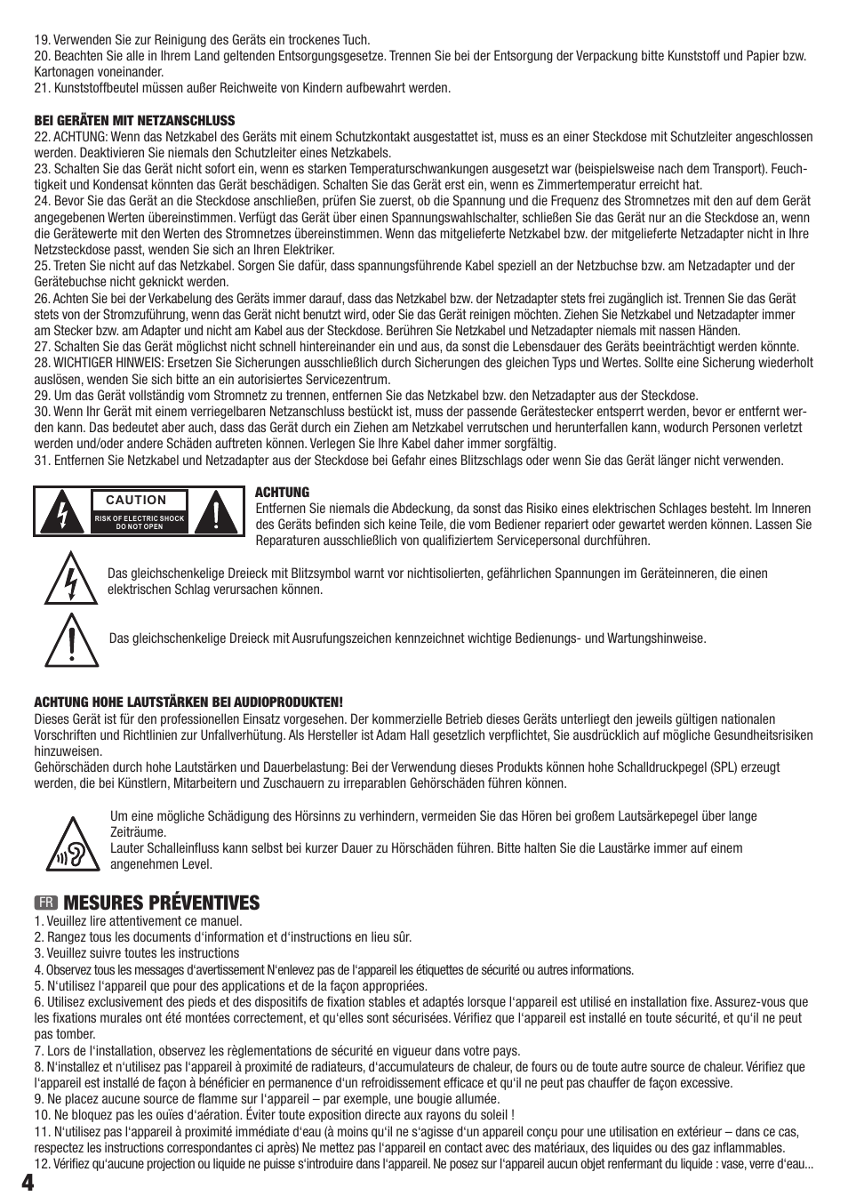 Mesures préventives | LD Systems CONTRACTOR CICS 62 100V User Manual | Page 4 / 28