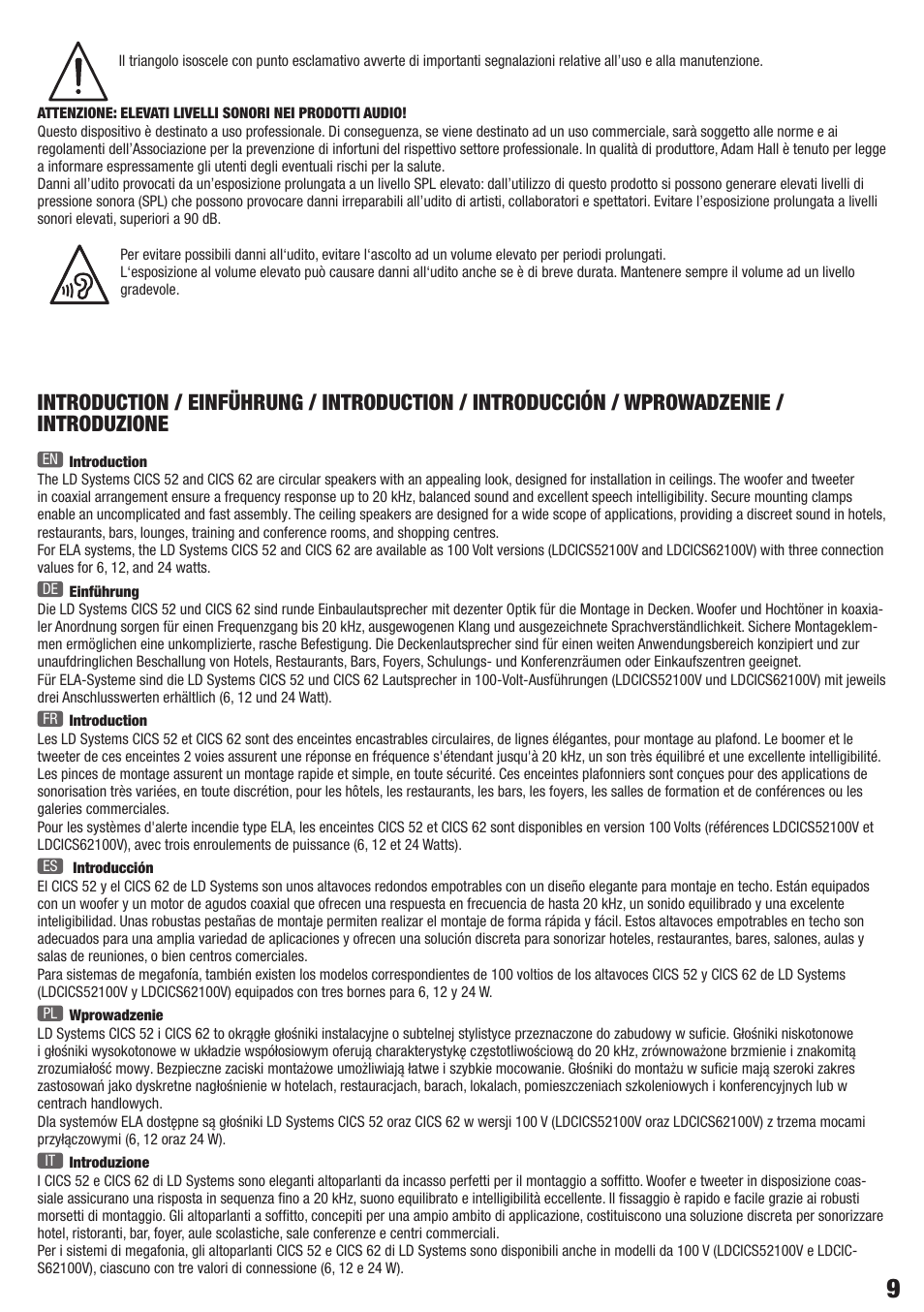 LD Systems CONTRACTOR CICS 62 100V User Manual | Page 9 / 28