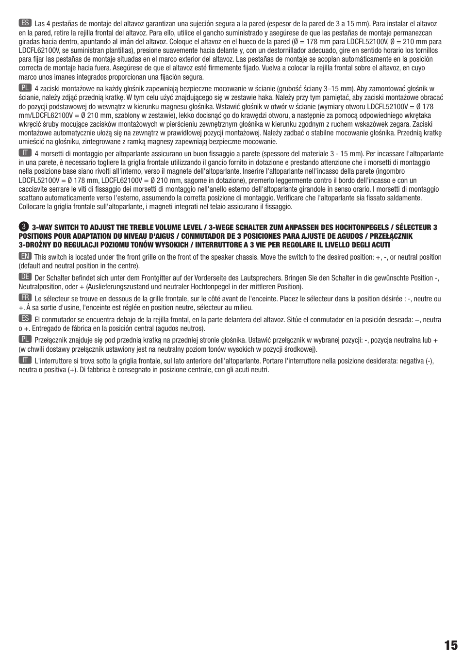 LD Systems CONTRACTOR CFL 62 100 V User Manual | Page 15 / 24